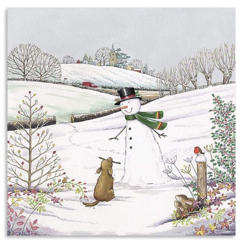 Snowman & Dog Christmas Card